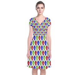 Colorful Shiny Eat Edible Food Short Sleeve Front Wrap Dress by Nexatart