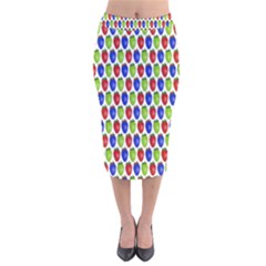 Colorful Shiny Eat Edible Food Velvet Midi Pencil Skirt by Nexatart