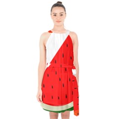 Fruit Harvest Slice Summer Halter Collar Waist Tie Chiffon Dress by Nexatart