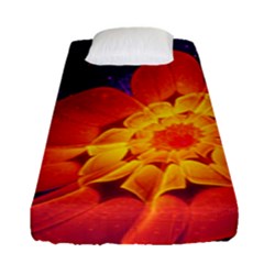 Royal Blue, Red, And Yellow Fractal Gerbera Daisy Fitted Sheet (single Size) by jayaprime