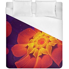 Royal Blue, Red, And Yellow Fractal Gerbera Daisy Duvet Cover (california King Size) by jayaprime