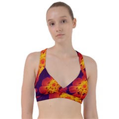 Royal Blue, Red, And Yellow Fractal Gerbera Daisy Sweetheart Sports Bra