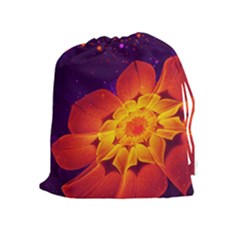 Royal Blue, Red, And Yellow Fractal Gerbera Daisy Drawstring Pouches (extra Large) by jayaprime