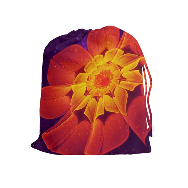 Royal Blue, Red, and Yellow Fractal Gerbera Daisy Drawstring Pouches (Extra Large)