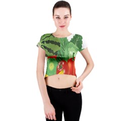 Fruits Vegetables Artichoke Banana Crew Neck Crop Top by Nexatart