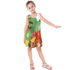 Fruits Vegetables Artichoke Banana Kids  Sleeveless Dress by Nexatart