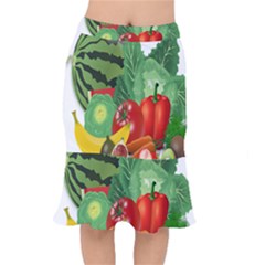 Fruits Vegetables Artichoke Banana Mermaid Skirt by Nexatart