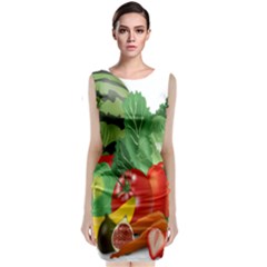 Fruits Vegetables Artichoke Banana Sleeveless Velvet Midi Dress by Nexatart