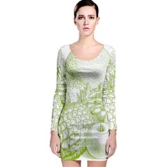 Fruits Vintage Food Healthy Retro Long Sleeve Bodycon Dress by Nexatart