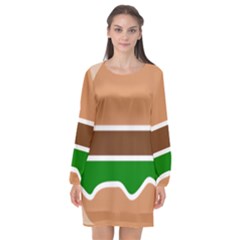 Hamburger Fast Food A Sandwich Long Sleeve Chiffon Shift Dress  by Nexatart