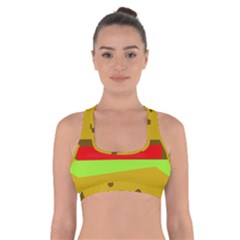 Hamburger Food Fast Food Burger Cross Back Sports Bra by Nexatart