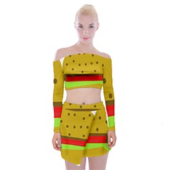 Hamburger Food Fast Food Burger Off Shoulder Top With Skirt Set by Nexatart