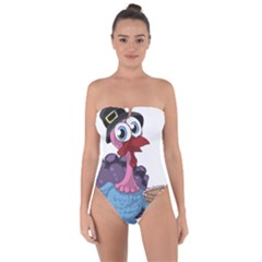 Turkey Animal Pie Tongue Feathers Tie Back One Piece Swimsuit by Nexatart