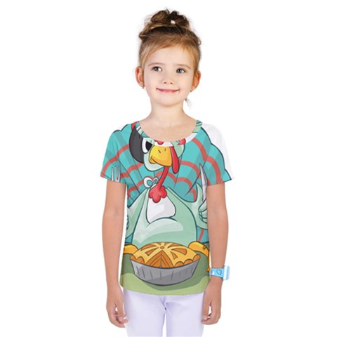 Pie Turkey Eating Fork Knife Hat Kids  One Piece Tee by Nexatart