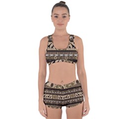 Giraffe African Vector Pattern Racerback Boyleg Bikini Set