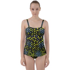 Lizard Animal Skin Twist Front Tankini Set