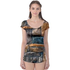 Brick Wall Pattern Boyleg Leotard  by BangZart