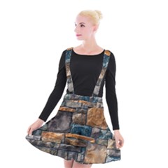 Brick Wall Pattern Suspender Skater Skirt