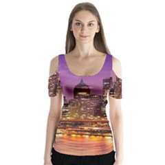 City Night Butterfly Sleeve Cutout Tee 