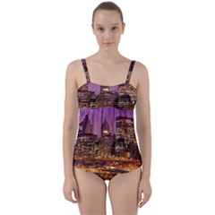 City Night Twist Front Tankini Set