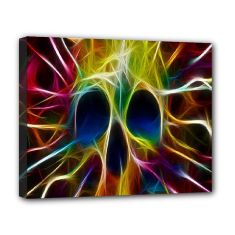 Skulls Multicolor Fractalius Colors Colorful Deluxe Canvas 20  X 16   by BangZart