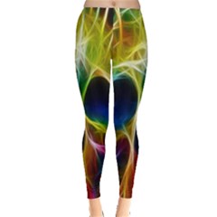 Skulls Multicolor Fractalius Colors Colorful Leggings  by BangZart