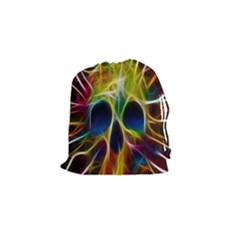 Skulls Multicolor Fractalius Colors Colorful Drawstring Pouches (small)  by BangZart