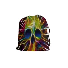 Skulls Multicolor Fractalius Colors Colorful Drawstring Pouches (medium)  by BangZart