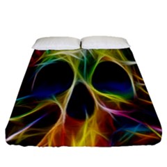 Skulls Multicolor Fractalius Colors Colorful Fitted Sheet (queen Size) by BangZart