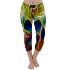 Skulls Multicolor Fractalius Colors Colorful Capri Winter Leggings  by BangZart