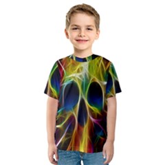 Skulls Multicolor Fractalius Colors Colorful Kids  Sport Mesh Tee