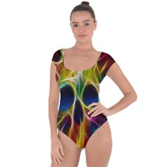 Skulls Multicolor Fractalius Colors Colorful Short Sleeve Leotard 