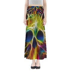 Skulls Multicolor Fractalius Colors Colorful Full Length Maxi Skirt by BangZart