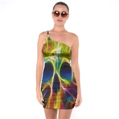 Skulls Multicolor Fractalius Colors Colorful One Soulder Bodycon Dress by BangZart