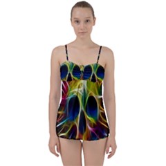 Skulls Multicolor Fractalius Colors Colorful Babydoll Tankini Set