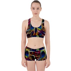 Skulls Multicolor Fractalius Colors Colorful Work It Out Sports Bra Set