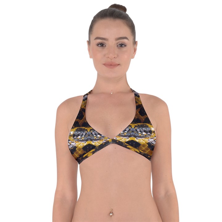 Textures Snake Skin Patterns Halter Neck Bikini Top