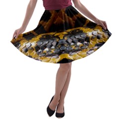 Textures Snake Skin Patterns A-line Skater Skirt by BangZart