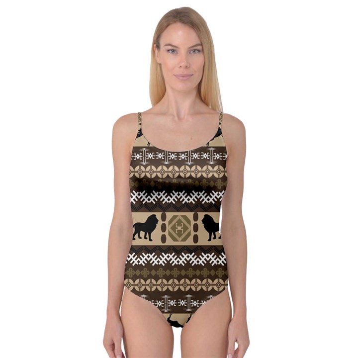 Lion African Vector Pattern Camisole Leotard 