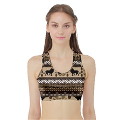 Lion African Vector Pattern Sports Bra With Border