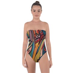 Vivid Colours Tie Back One Piece Swimsuit