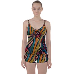 Vivid Colours Tie Front Two Piece Tankini by BangZart