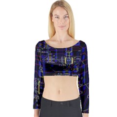 Technology Circuit Board Layout Long Sleeve Crop Top