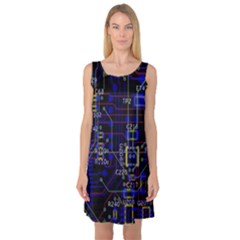 Technology Circuit Board Layout Sleeveless Satin Nightdress by BangZart