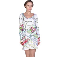 Paris Map Long Sleeve Nightdress by BangZart