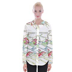 Paris Map Womens Long Sleeve Shirt