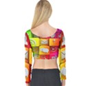 Colorful 3d Social Media Long Sleeve Crop Top View2