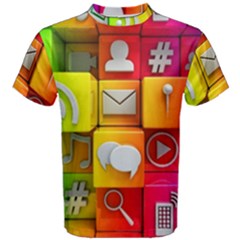 Colorful 3d Social Media Men s Cotton Tee by BangZart