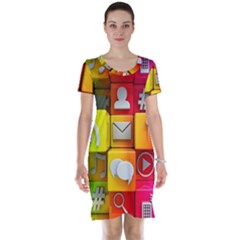 Colorful 3d Social Media Short Sleeve Nightdress by BangZart