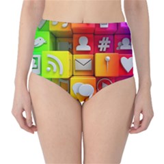 Colorful 3d Social Media High-waist Bikini Bottoms by BangZart